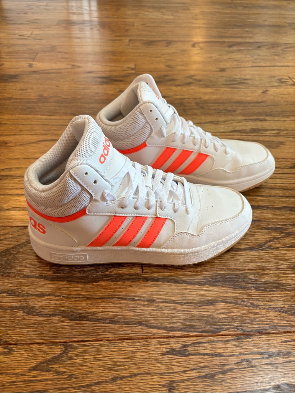 adidas White and Neon Orange Women's Athletic Shoes